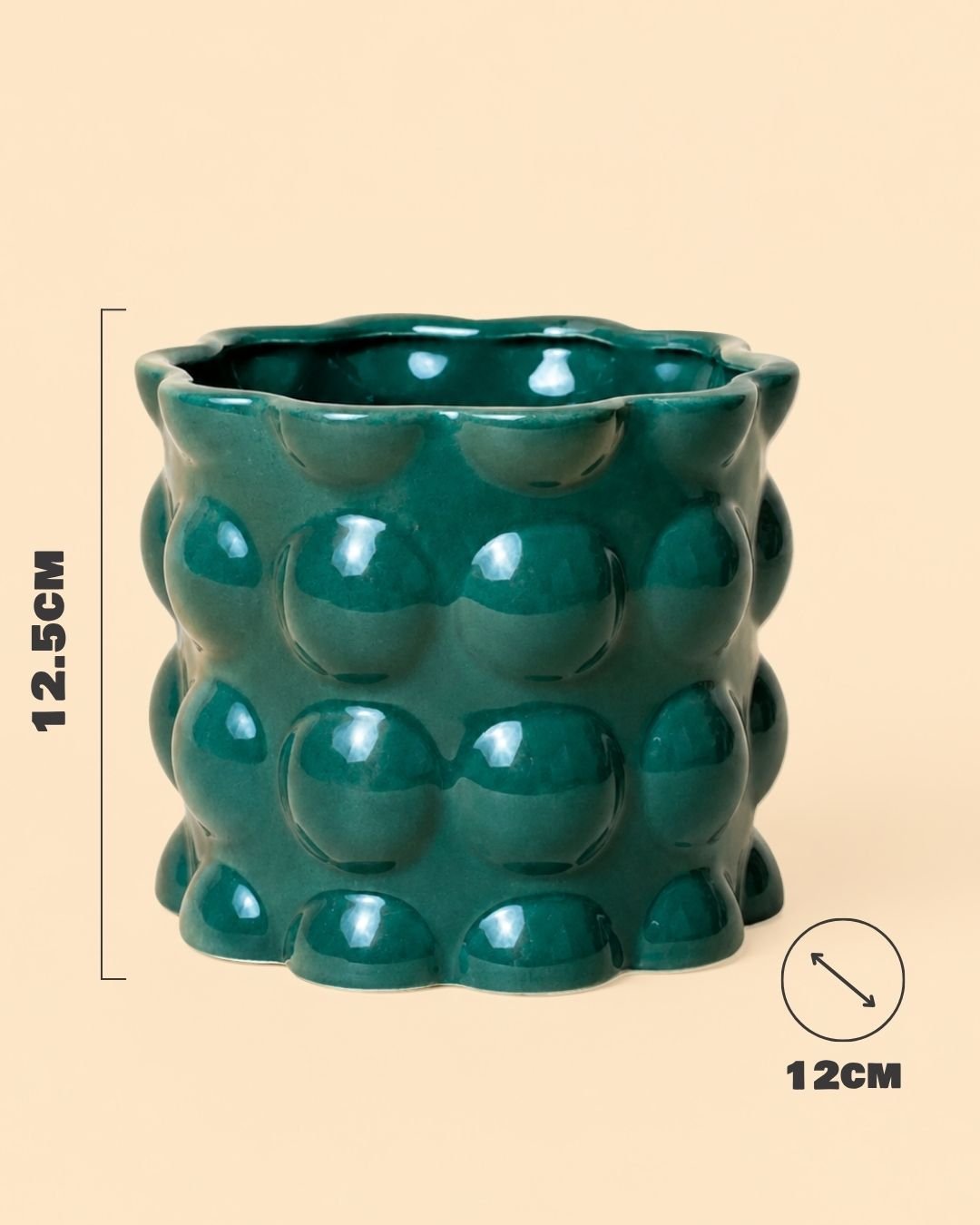 Bob – Maceta Cerámica Esmeralda M 12 cm - Dimension - Pur Plant