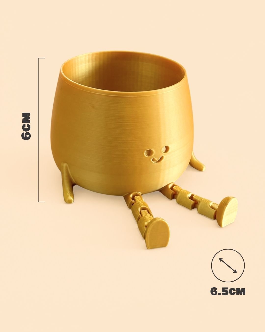 Mini Happy Pot Dorada – 6 cm - Pur Plant