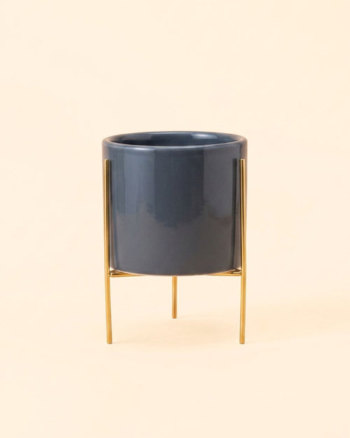 Super Mini maceta gris con soporte