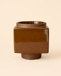 Cubo – Mini Vaso Cerâmico Castanho 9 cm