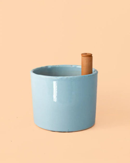 Maceta Autorriego Terracota Azul Celeste M
