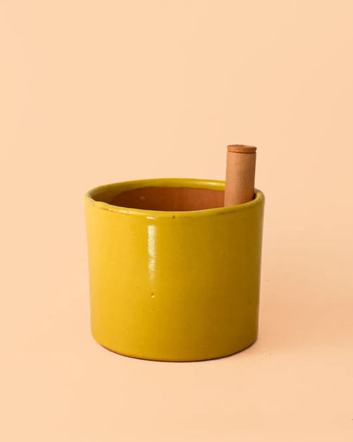 Maceta Autorriego Terracota Mostaza M