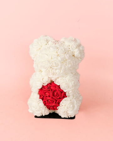 Urso de Flores Branco