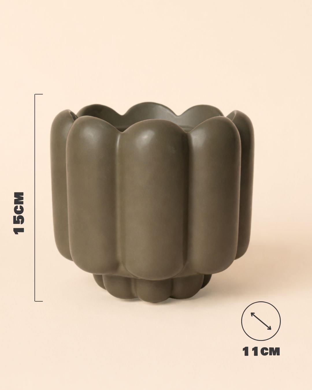 Retro – Maceta Cerámica Marrón Mate M 11 cm - Pur Plant