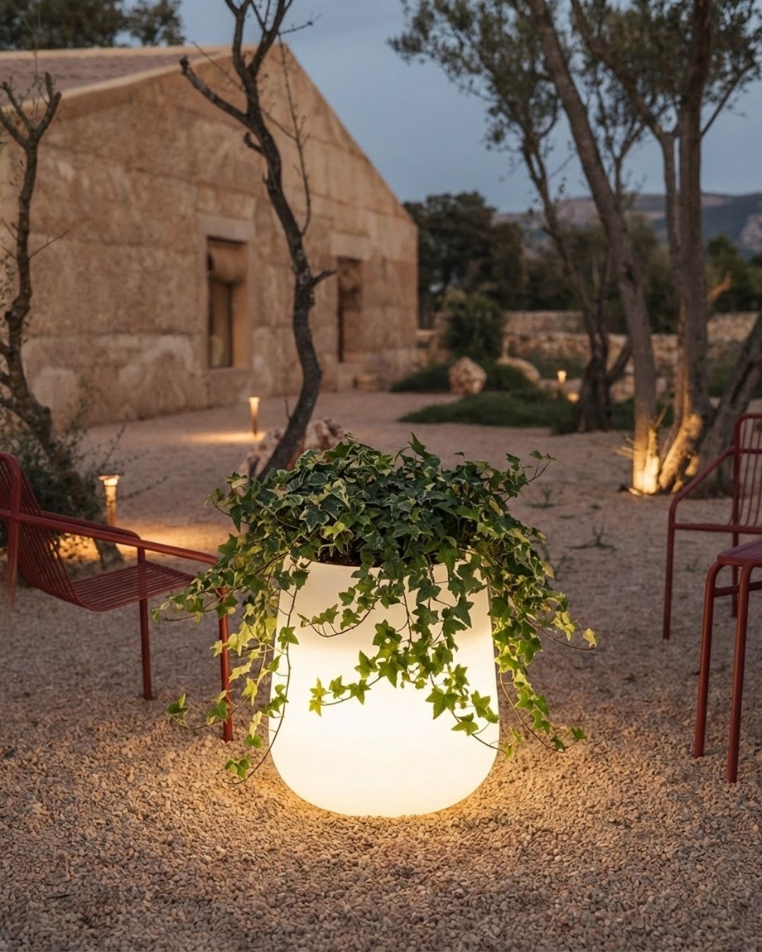 Sun - Macetero blanco con luz XL ø 33,5 - Pur Plant