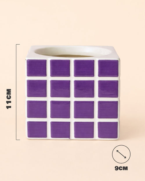 Tile – Mini Maceta Cerámica Morada 9 cm - Pur Plant
